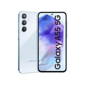 Samsung Galaxy A55 5G (Awesome Iceblue, 8GB RAM, 128GB Storage) | AI | Metal Frame | 50 MP Main Camera (OIS) | Super HDR Video| Nightography | IP67 | Corning Gorilla Glass Victus+ | sAMOLED Display